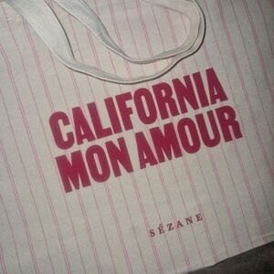 Sezane California Mon Amour Pink Stripe Tote Bag